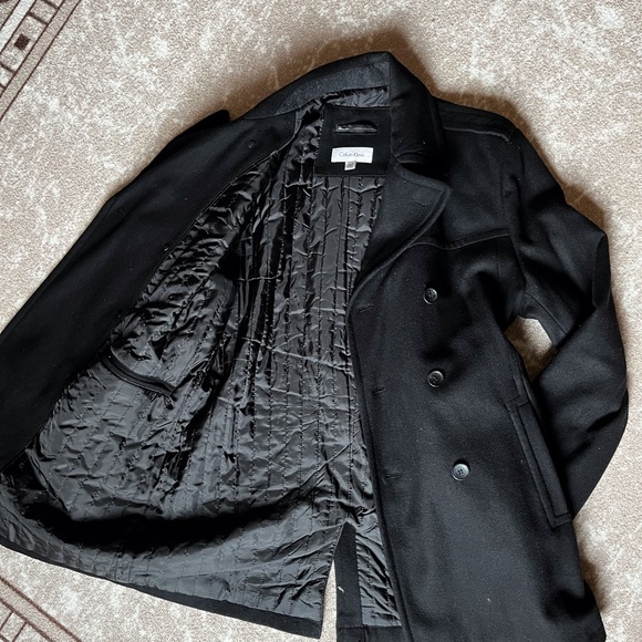 Calvin Klein Mens M black wool coat - Picture 5 of 6